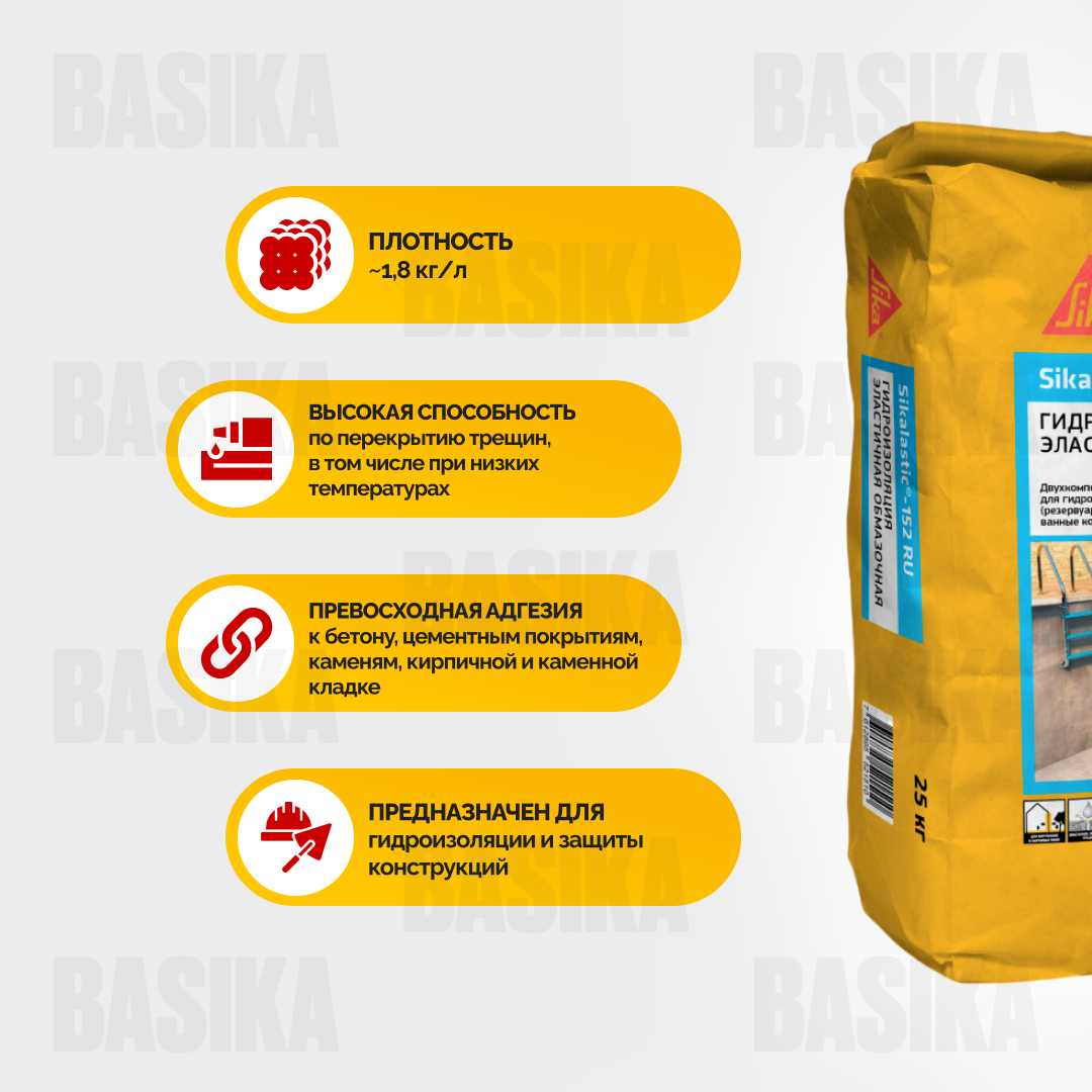 Sikalastic ® - 152 RU Эластичная гидроизоляция для внутренних и наружных работ