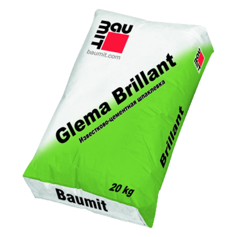 Шпаклевка Baumit GlemaBrillant - финишная известково-цементная для внутренних и наружных работ